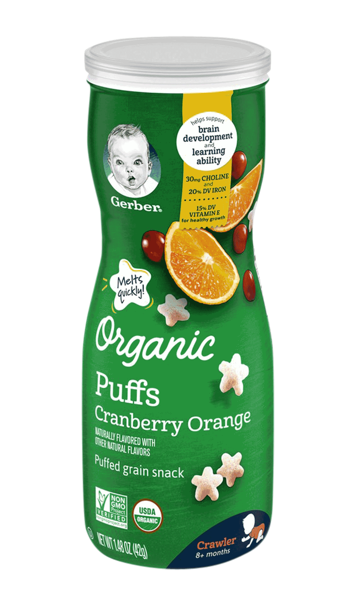 Gerber organic puffs sales cranberry orange